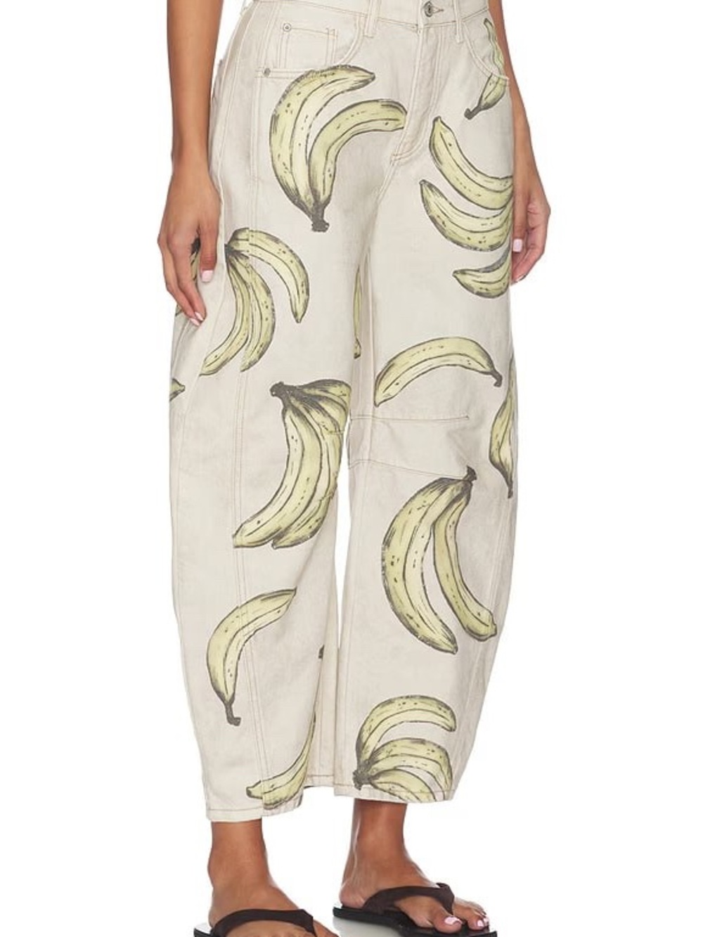 We The Free High-Rise Wide-Leg Banana Print Jeans - Cream & Yellow - Picture 2 of 4